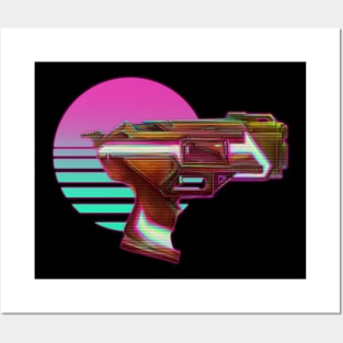 Cyberpunk Vaporwave Cyberwave Gun Pistol Blaster Posters and Art